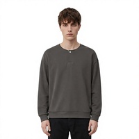 Felpa girocollo da uomo 380g, stile Old Money, in tessuto Air-Layer, senza fodera, tinta unita, autunno/inverno