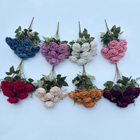 Bouquet de roses artificielles haut de gamme à 9 têtes pour mariage, fête, décoration de la Saint-Valentin, plusieurs couleurs, prix d'usine abordable
