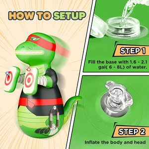 Green Karate Dinosaur <b>Inflatable</b> Punching Bag for Kids Training and Active Play - Product Image 5