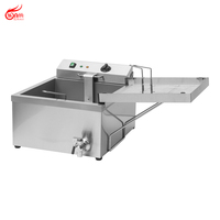 Friteuse électrique professionnelle en acier inoxydable 11L à cuve unique avec robinet de vidange pour restaurant EF-DF