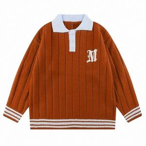 Custom Logo Men's Youth Pullover Knitwear Long Sleeve Knitted Sweater <strong>Jumper</strong> Cotton Jacquard Letter <strong>Polo</strong> <strong>Neck</strong> Knit Sweater Men - Product Image 4