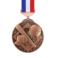 Médailles sportives créatives en alliage de zinc moulé, or, argent, bronze, pour événements de baseball, commémoratives, logo 3D personnalisé, vente en gros sur mesure