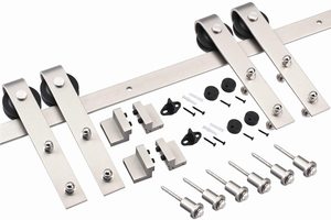 Kit de piste coulissante en Nickel brossé, sur rail pour porte de <span class=keywords><strong>grange</strong></span>, 6.6 pieds - Product Image 4