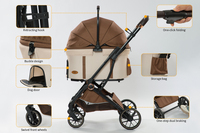 Poussette de luxe 3-en-1 pour animaux de compagnie EUR PET Factory, avec panier de transport détachable, pour chiens et chats de petite et moyenne taille jusqu'à 15 kg