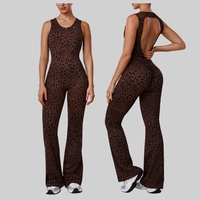 Combinaison de sport YNSEA personnalisée une pièce, dos nu, avec fermeture éclair, pantalon évasé, respirante, pour la gym, le fitness et le yoga pour femme
