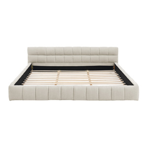 Cadre de lit king-size moderne de luxe en tissu chenille doux avec structure en bois élégante, mobilier de chambre rembourré - Product Image 4