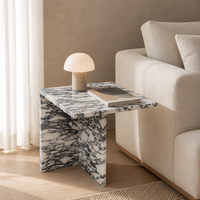 Table d'appoint en marbre Arabescato naturel, table basse de luxe en pierre blanche, meubles de style italien pour hôtel haut de gamme et salon