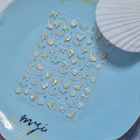 Autocollants 3D irisés pour ongles en coquille-Modèles de mélange assortis, décalcomanies virales Instagram pour ongles (imperméables, faciles à appliquer)