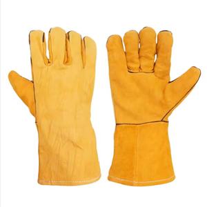 Gants de travail en cuir de vachette jaune de 10 pouces, personnalisables, de qualité supérieure, pour hommes, pour bus et camions, directement de l'usine - Product Image 3