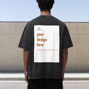 230GSM Alta Qualidade Ácido Lavado Tshirt Tripulação Pescoço Oversized 100% Algodão <span class=keywords><strong>T</strong></span>-shirt Atacado Gota Ombro Vintage <span class=keywords><strong>t</strong></span> Shirt para Homens - Product Image 2