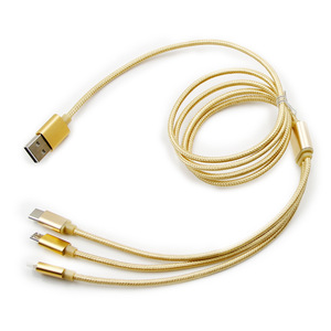 สายเคเบิลข้อมูลแบบถัก 3 ใน 1 ไนลอน 1.2 ม. ชาร์จเร็วสำหรับโทรศัพท์มือถือ - Product Image 1