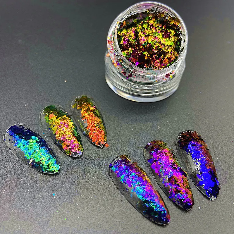 Kozmetik organik renk değiştiren pul; Tırnak bukalemun Glitter krom Multichrome gevreği