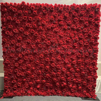 Panneaux muraux de fleurs artificielles en aluminium rouge coloré ANYCASE avec système de support en tuyau, modèle de drapé en tuyau