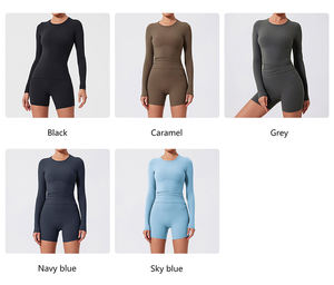 Оптовый комплект для йоги для женщин: дышащий повседневный спортивный костюм из 2 предметов с длинным рукавом для тренировок и фитнеса - Product Image 5