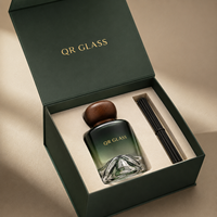 Bouteille en verre vide transparente ronde pour diffuseur de parfum avec bâtonnets en rotin, flacon d'aromathérapie en verre