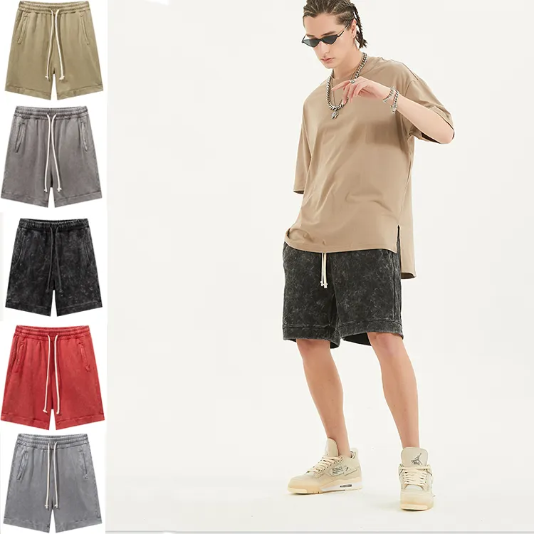 Hochwertige Hip Hop Herren T-Shirt und Shorts zweiteilig Set Schwergewicht Großhandel Blank Sweat Shorts ohne Tag