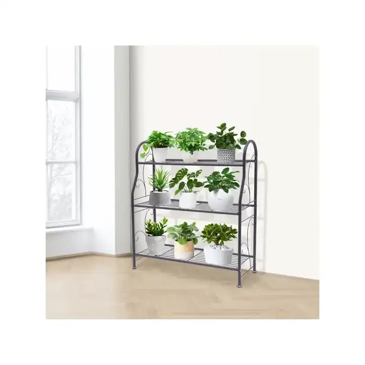 3-Tier Large Metal Plant Stand Indoor Outdoor Iron Flower Pots Holder Utility Storage Organizer Rack for Plant Display