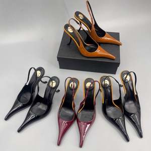 Elegantes Sandalias de Tacón de Aguja con Brillo de Charol para Mujer, Punta Fina, Forro de PU Delgado, Correa con Hebilla, Zapatos de Novia a la Moda - Product Image 6