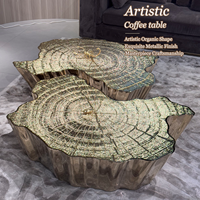 Meubles sur mesure haut de gamme, table basse artistique sculpturale de luxe Eden, table centrale moderne dorée pour salon