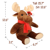 Peluche de renne en peluche en gros, jouet en peluche doux avec chapeau de Noël, décoration de vacances mignonne, jouet animal en vrac pour Noël