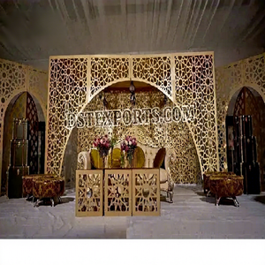 Arches de scène de mariage de style persan luxueux, scène de Nikah musulmane avec panneaux de fond découpés au laser, panneaux métalliques de style marocain, Atlanta - Product Image 1