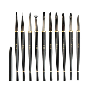 Ensemble de 10 brosses à ongles en métal avec logo personnalisé, manche diamanté, poils en nylon pour spa de luxe - Product Image 6