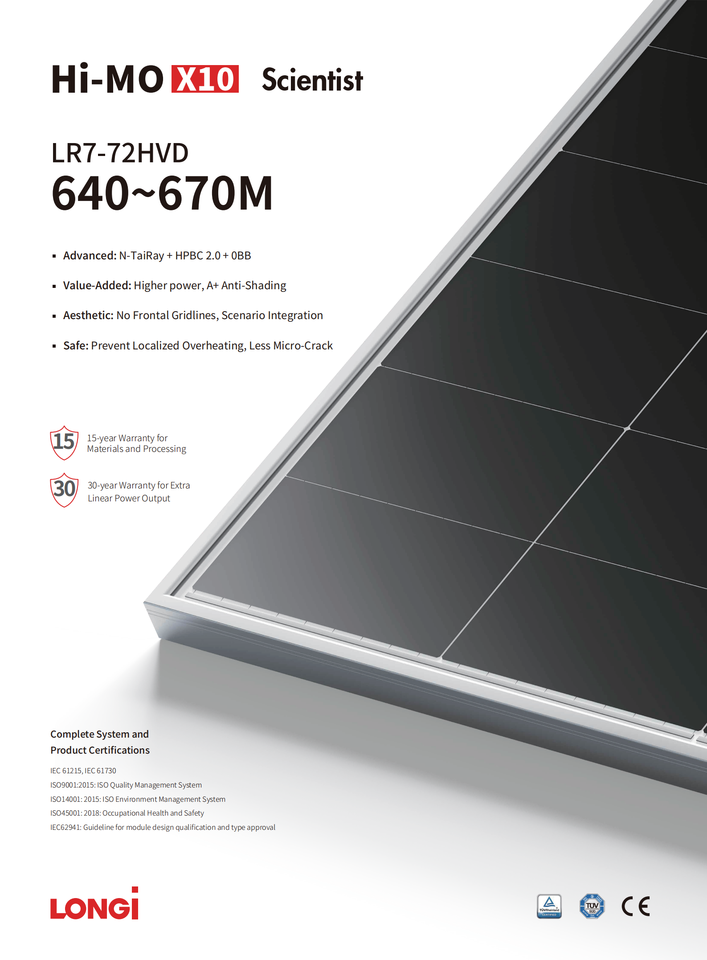 Tier 1 Brand Longi Bifacial Dual Glass Solar Panel HPBC 2.0 Half Cell ...