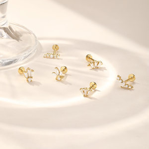 Pendientes de Plata de Ley 925 con Circonitas Geométricas, Joyería de Moda para Piercing, Gran Venta - Product Image 2