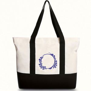 Bolsa de Playa de Lona Personalizada con Monograma de Dibujos Animados Clásicos, Impresa en Serigrafía, para Mujer, Regalo Personalizado con Iniciales para el Verano - Product Image 2