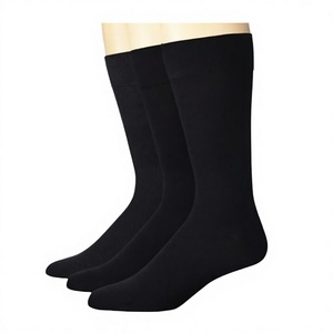 Wholesale <b>Black</b> Men Crew <b>Socks</b> Solid Color Comfort Fit Breathable Knitted Dress <b>Socks</b> Autumn Daily Wear - Product Image 1