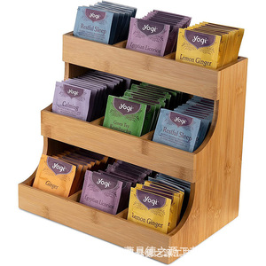 Bamboo Tea Bag Storage <b>Box</b> Three Tier Multi Compartment Stackable For <b>Milk</b> Tea Shops - Product Image 2