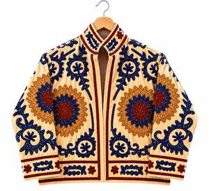 เสื้อแจ็คเก็ตบอมเบอร์ปักลายกำมะหยี่สำหรับผู้หญิง สีน้ำเงินกรมท่า คอวี แขนยาว สไตล์โบฮีเมียน ซับในผ้าฝ้าย ขายส่ง B2B - Product Image 5