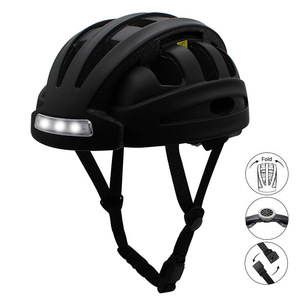 Casco de Ciclismo Plegable con Luz LED, Casco de Protección de Seguridad para Adultos para Desplazamientos Urbanos, Negro, Azul, Titanio, Plateado, Blanco - Product Image 1