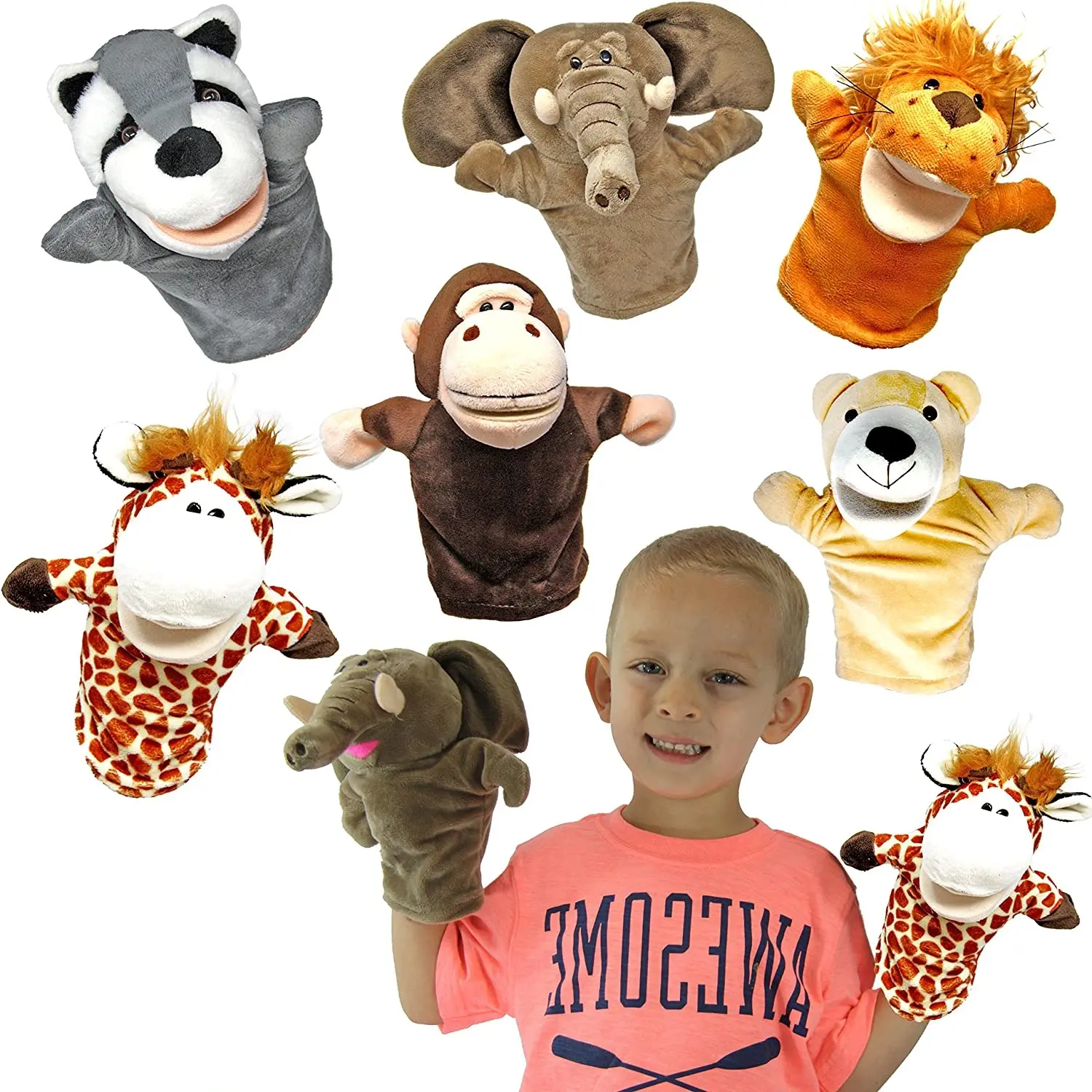 Animal Friends Deluxe Kids Hand Puppets Plush Hand Puppet Toys for Boys and Girls