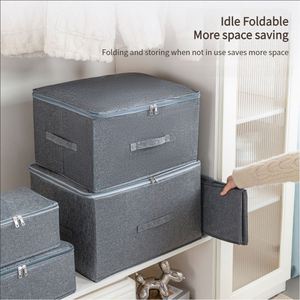 Nouvelle boîte de rangement pour vêtements OEM, panier organisateur de garde-robe domestique en tissu cationique avec couvercle - Product Image 4
