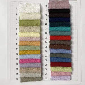 Harvest woven polyester spandex bubble novelty dyed fabric for shirt blouses and dress from manufacturer with color card