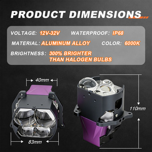LELANPU Módulo de Proyector Bi-LED Matrix de 3, 4 y 5 Ojos, 12-24V 6000K, Luz Alta y Baja, Lente Universal para Reequipamiento de Faros de Coche, Fabricante - Product Image 6