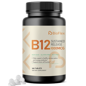 BioFlex OEM Etiqueta Privada 100 recuentos vitamina B12 tabletas suplementos directos de la fábrica del fabricante de China para adultos - Product Image 1