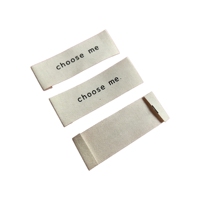 Étiquettes de soin en coton écologiques rectangulaires imprimées en sérigraphie, lavables, à extrémités pliées, bords coupés à chaud, pour vêtements, chaussures, costumes, sacs, avec logo