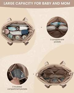 Sac à langer léger en nylon avec plusieurs poches et matelas à langer intégré pour les besoins quotidiens de voyage et de cadeaux des mamans - Product Image 3