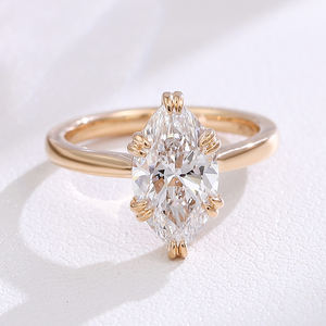 Bagues de bijoux de mode en or jaune 18 carats solides créées en laboratoire de taille marquise personnalisées Bagues de fiançailles de haute joaillerie pour femmes - Product Image 2