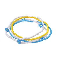 Gelang Kaki Manik-manik Bunga Lucu Mutiara Imitasi Biru-Putih Perhiasan Elastis Berlapis Seng Multiwarna Gaya Bohemian Pesta Mode Wanita