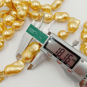 ไข่มุกน้ำจืดทรงบาร็อคสีทองขนาด 16 นิ้ว แบบร้อยเป็นเส้น, ไข่มุกทรงบาร็อคสีทองขนาดใหญ่ 14-17 มม., เจาะรูเต็มรูปแบบ - Product Image 5