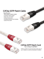 Cat6 Cat 6 Cat6a Cables de puente Ethernet de comunicación RJ45 6a Cable para transmisión de datos de alta velocidad
