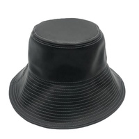 2024 chapeaux seau en cuir PU personnalisés de qualité supérieure noir uni vierge avec fausse fourrure scène décontractée Logo personnalisé Applicable