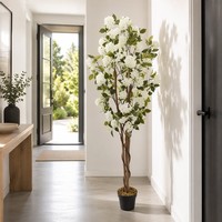 Arbre artificiel fleuri de 120 cm en soie, avec tronc en bois véritable, plante artificielle en pot pour décoration intérieure, mariage et événements
