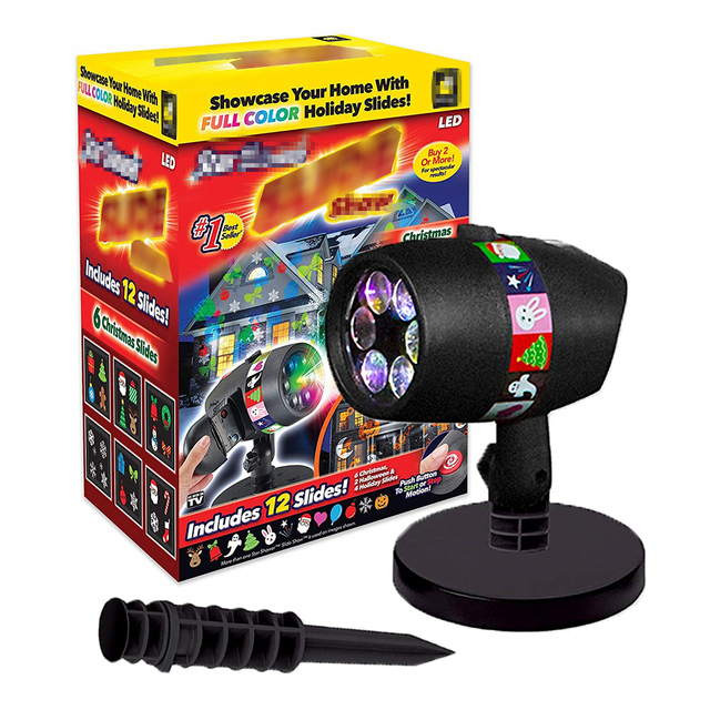 LED Stage Laser Light Projector 12 pattern cards Holiday Christmas Disco Outdoor Indoor Decor Lighting for Home Garden