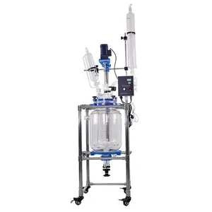 Double Jacket Borosilicate Glass 20 Liter Reactor with Agitator