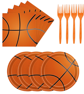 DAMAI Hot Selling Disposable Tableware Set Basketball Sports Themed Party Supplies Ready In Stock include napkins plates dishes - Product Image 1