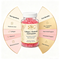 Gummies quotidiennes SYC BIO au collagène et à l'acide hyaluronique pour le bien-être, 60 gummies, 120g, Marque privée, OEM, ODM, Prix usine, Vente en gros